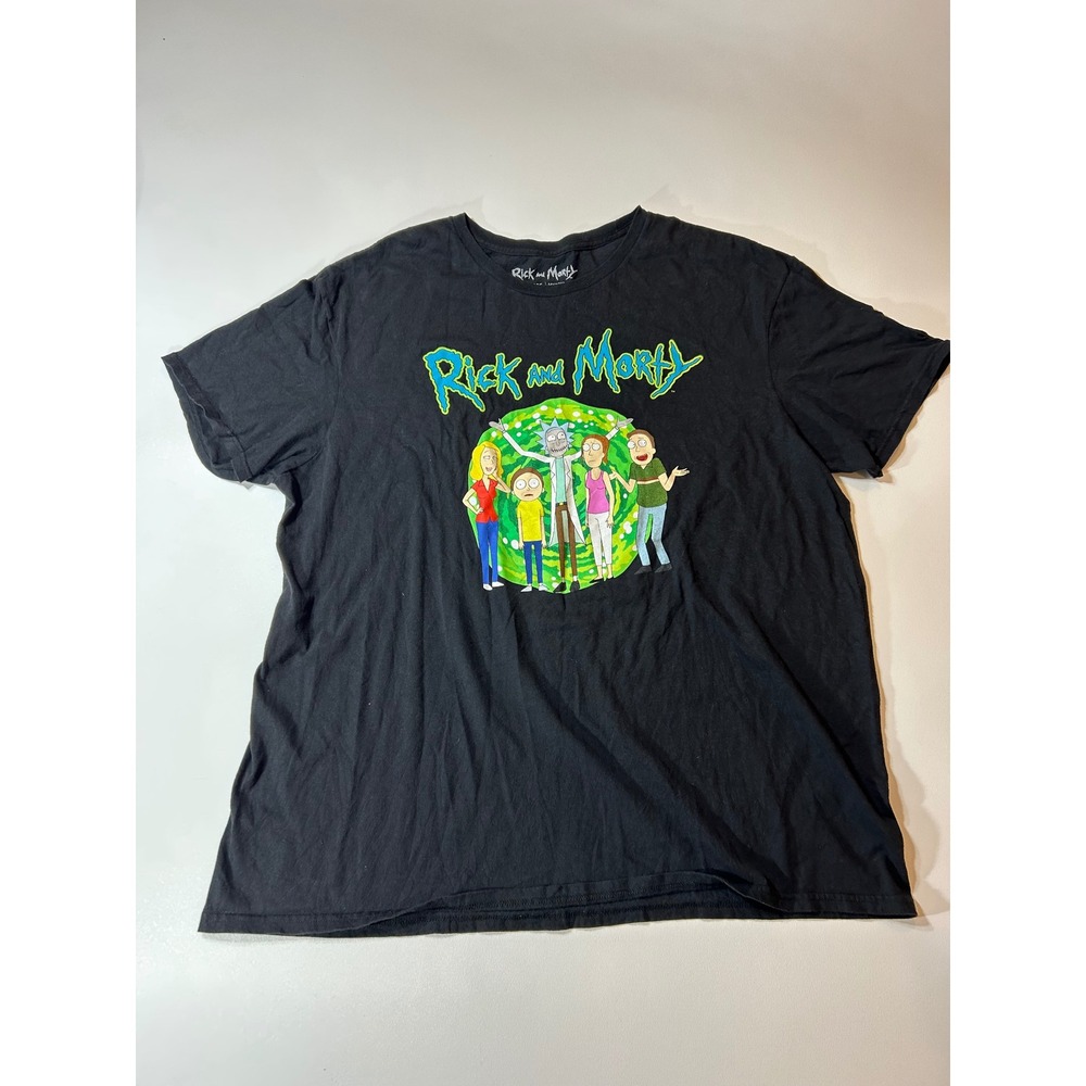 Rick and Morty T-Shirt Men's XL Black Portal Family Graphic Adult Swim